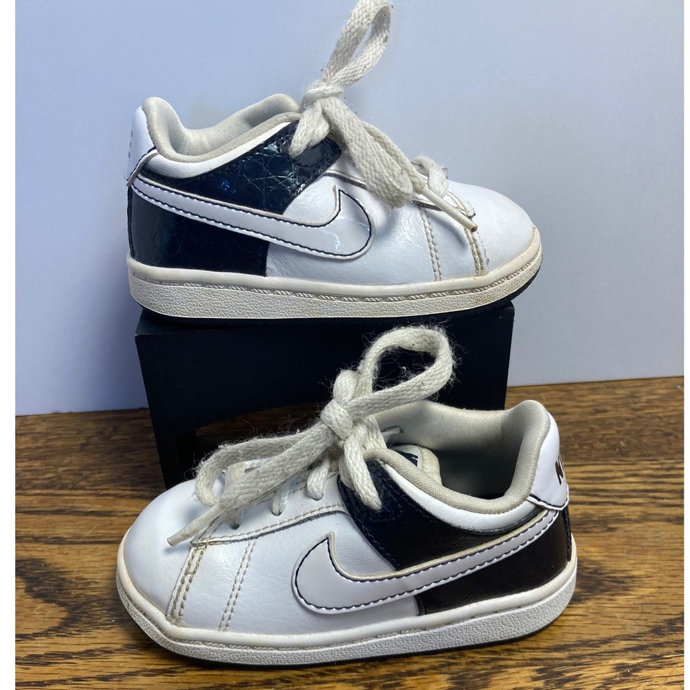Nike Court Tradition II Toddler Shoes White Navy Blue 344896-112 Size 5C